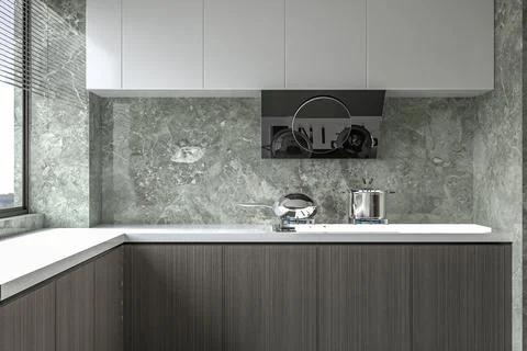 Elevating Your Kitchen Design Incorporating Stylish Furniture and a Comfort.. Illustrazione stock