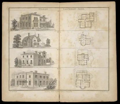 Elevation and ground floor plans of villas at Calverley Park. Ilustración de archivo