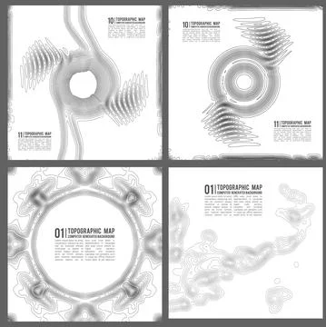 Elevation graphic contour height lines. Topographic pattern texture. Map on land Stock Illustration