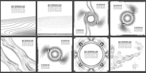 Elevation graphic contour height lines. Topographic pattern texture. Map on land Stock Illustration