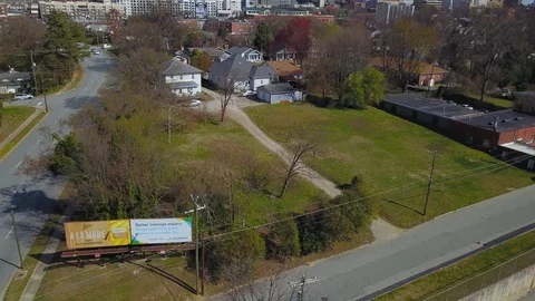 Elevation to Greensboro skyline Stock Footage 88324555