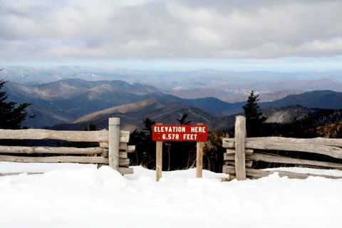 Elevation sign on side of mountain Stock Photos