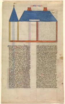 Elevation of Solomon's Temple, one of six illustrated leaves from the Posti.. 스톡 일러스트