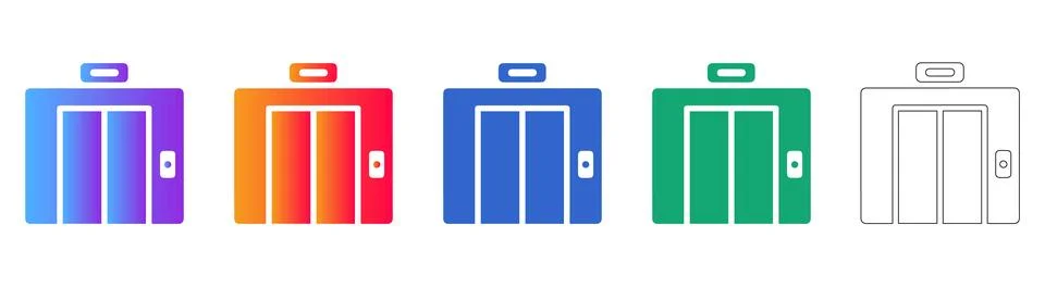 Elevator Access Icon Set Illustrazione stock