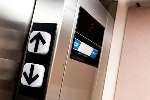 Elevator up and down arrows Stock Photos
