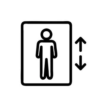 Elevator and human icon vector. Isolated contour symbol illustration Ilustración de archivo