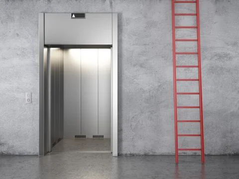 Elevator and red stair Stock Illustration