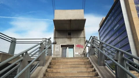 Elevator atop steps Stock Footage 137747735