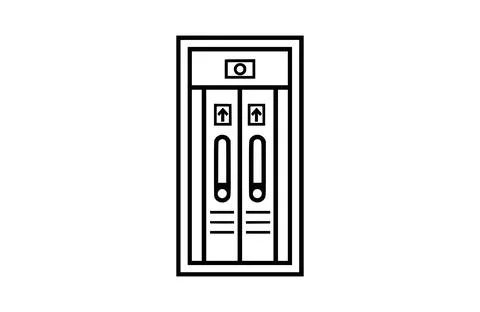 Elevator black icon, isolated on white background. Vector illustration. Illustrazione stock