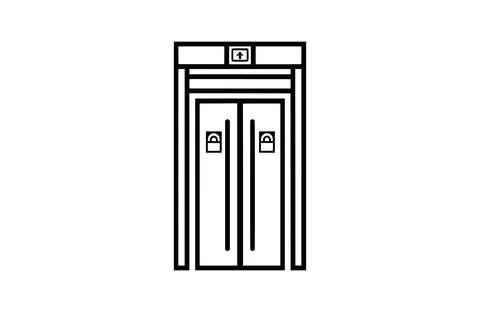 Elevator black icon, isolated on white background. Vector illustration. Stock Illustration