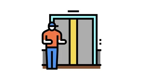 Elevator in building color icon animation Stock Footage 224954426
