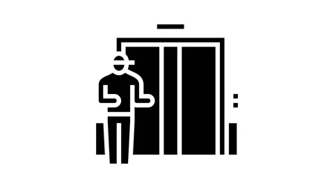 Elevator in building glyph icon animation Stock Footage 222792682