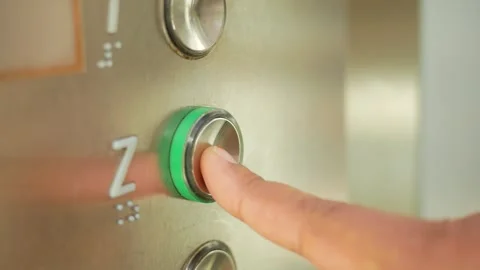 Elevator button pressed in office Stock Footage 300376851