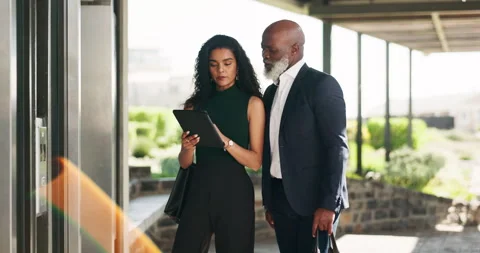 Elevator button, team and tablet with business worker lift for office floor with Stock Footage 251203247