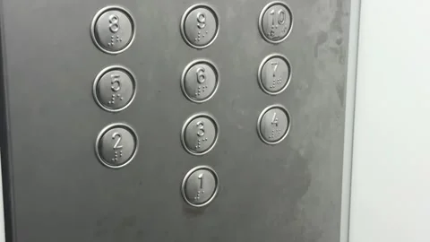 Elevator buttons for floor selection, silver buttons of a large elevator, 1th Stock Footage 316823462