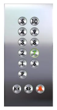Elevator buttons on metal panel Stock Illustration