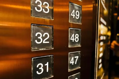 Elevator buttons with numbers in a modern building. Fotos de archivo