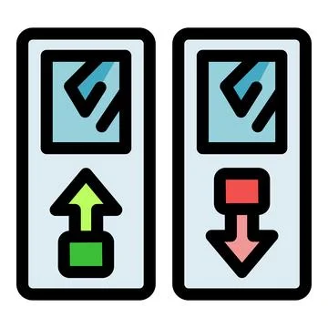 Elevator buttons showing up and down directions with floor indicator Stock Illustration