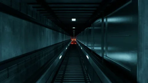 Elevator cabin with broken, red-hot brakes falling rapidly in the shaft. 4KHD Video stock 133380912