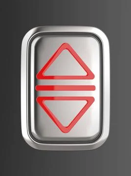 Elevator call button Silver elevator call button for up and down Copyright... Foto stock