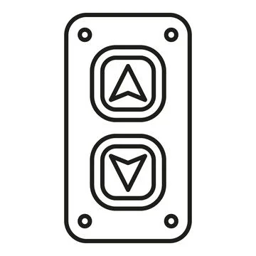 Elevator call panel showing up and down buttons Illustrazione stock