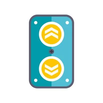 Elevator call panel showing up and down buttons Illustrazione stock