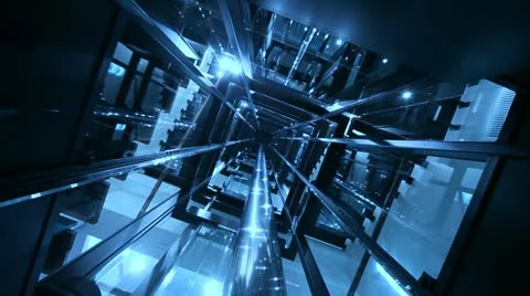 Elevator, Camera in Lift Shaft Stock Footage 10821113