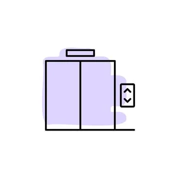 Elevator with color shadow vector icon in hotel service set Stock Illustration