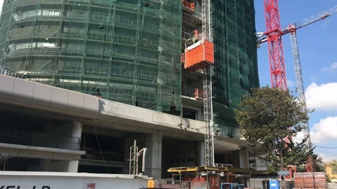 Elevator of Construction Site in Motion on a Skyscraper Stock Footage 103103292