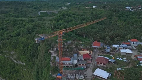 Elevator construction site on a tropical cliffside coastline Stock Footage 327817604