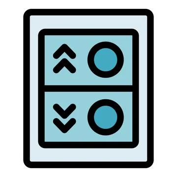 Elevator control panel with up and down buttons displaying current floor Stock Illustration