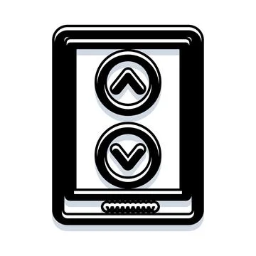 Elevator control panel with up and down buttons Ilustración de archivo
