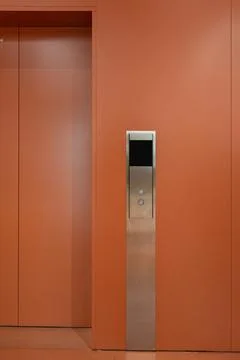 Elevator control panel with black display. Stock Photos