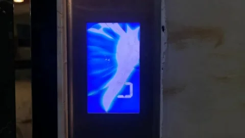 Elevator Control Panel with Blue LED Button and Display Screen Stock Footage 333617759