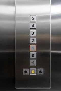 Elevator control panel with floor buttons and bell Stock Photos