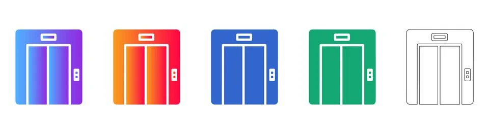 Elevator Control Panel Icon Set Stock Illustration