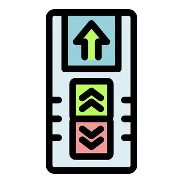 Elevator control panel showing up and down arrows for direction Illustrazione stock