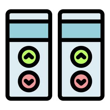 Elevator control panel showing up and down buttons with filled design Stock Illustration