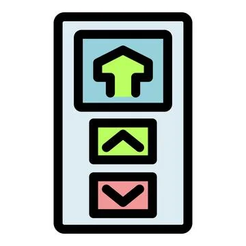 Elevator control panel showing up and down arrows and open door button Stock Illustration