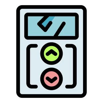 Elevator control panel showing up and down arrows with display screen Stock Illustration