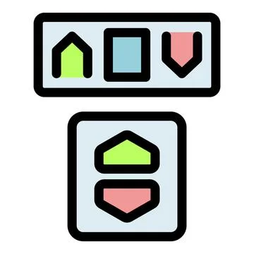 Elevator control panel showing up and down arrows and current floor indicator Stock Illustration