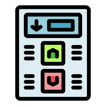 Elevator control panel showing current floor and direction 스톡 일러스트
