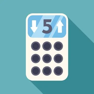 Elevator control panel showing fifth floor indicator Illustrazione stock