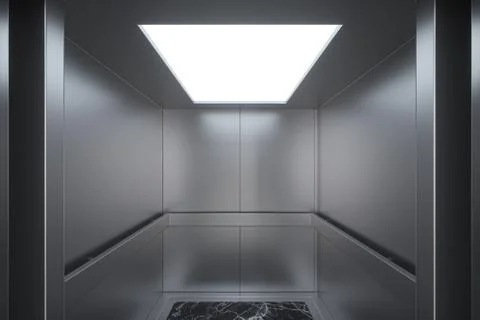 The elevator in the corridor, 3d rendering. Stock Photos