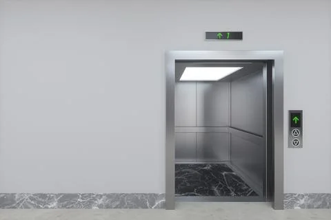 The elevator in the corridor, 3d rendering. 写真素材