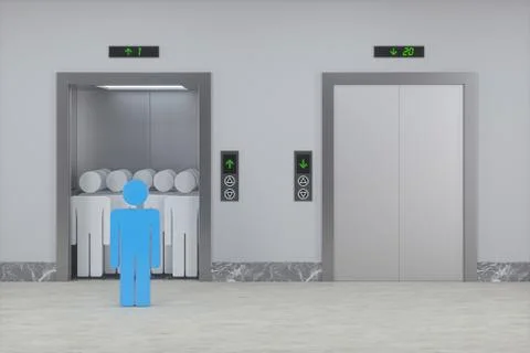 The elevator in the corridor, 3d rendering. Stock Photos