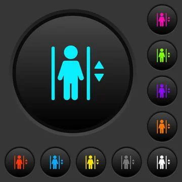 Elevator dark push buttons with color icons Stock Illustration