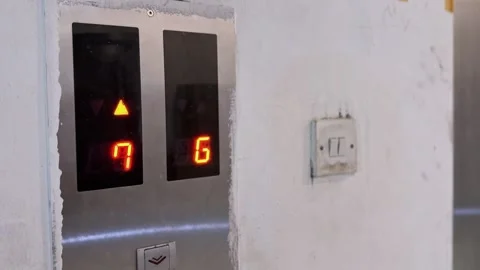 Elevator digital floor number six ascending Stock Footage 334776739