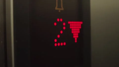 Elevator display shows floor number and direction Stock Footage 342487936