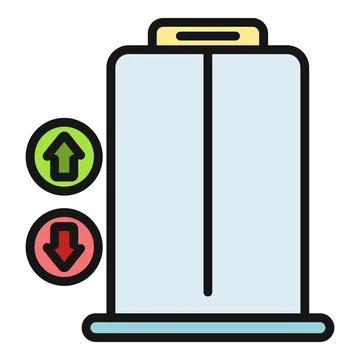 Elevator door with up and down arrow buttons Stock Illustration